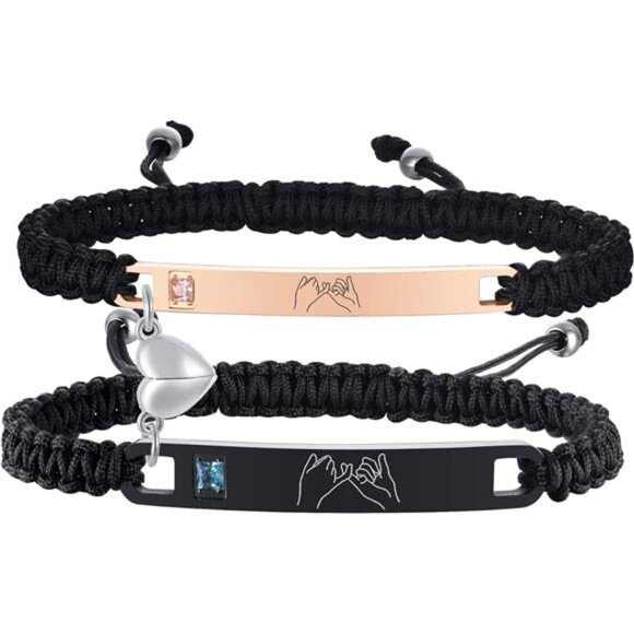 Personalized Couple Bracelet Customized Couple Bracelets Set Mutual Attraction - Picture 1 of 7